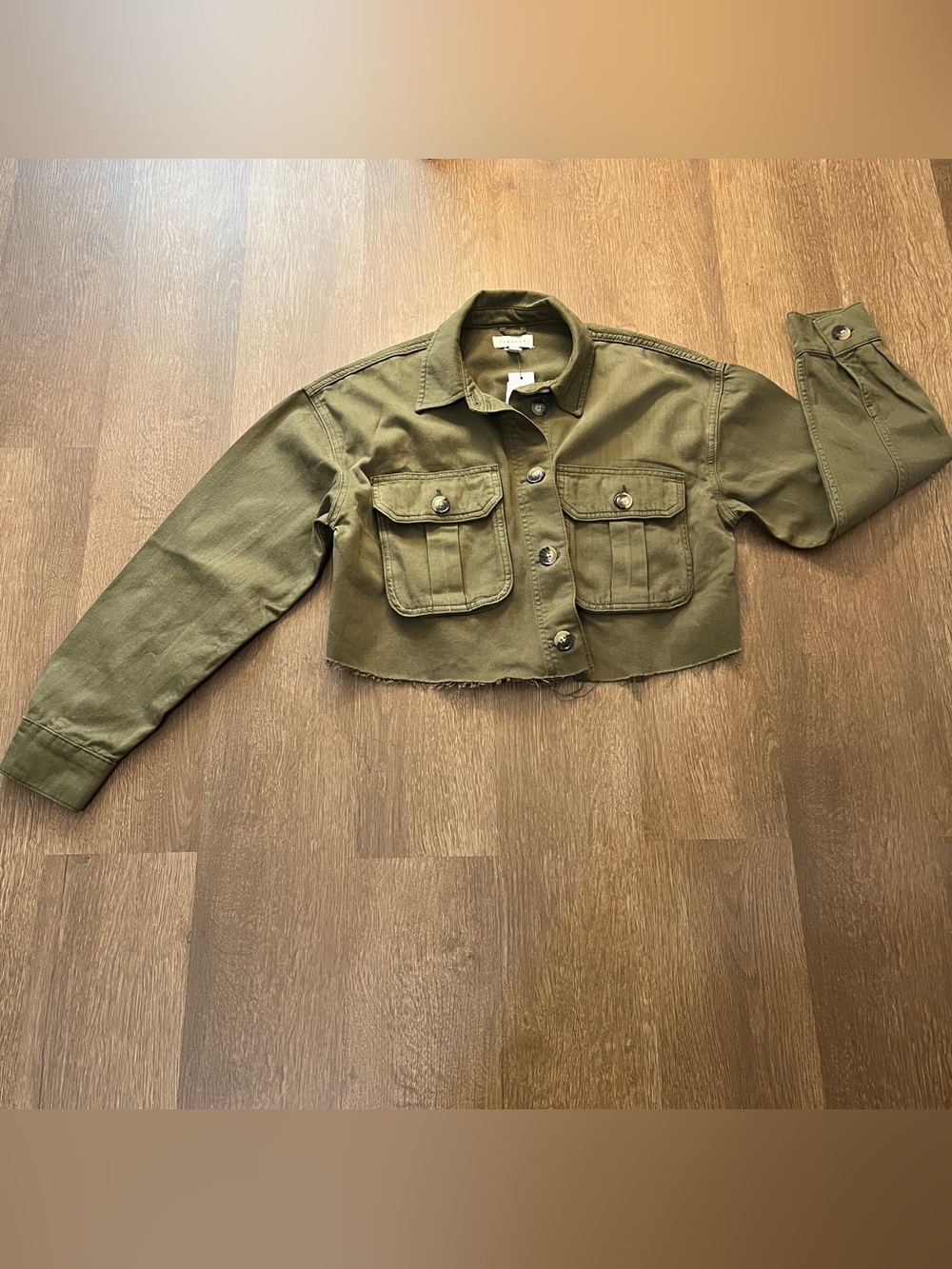 NWT Topshop Cropped Olive Utility Jacket S (4-6)